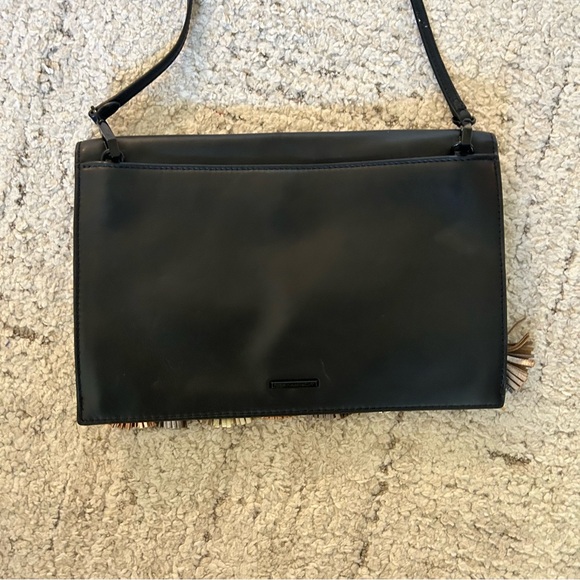 Rebecca Minkoff Black Leather Tassel Crossbody Purse - Picture 3 of 8